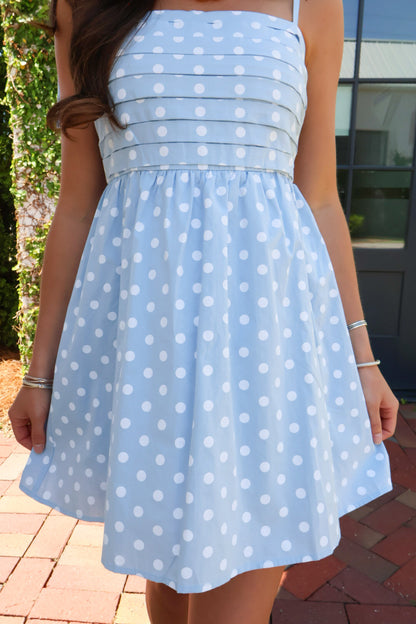 Blue Polka Dot Mini Dress