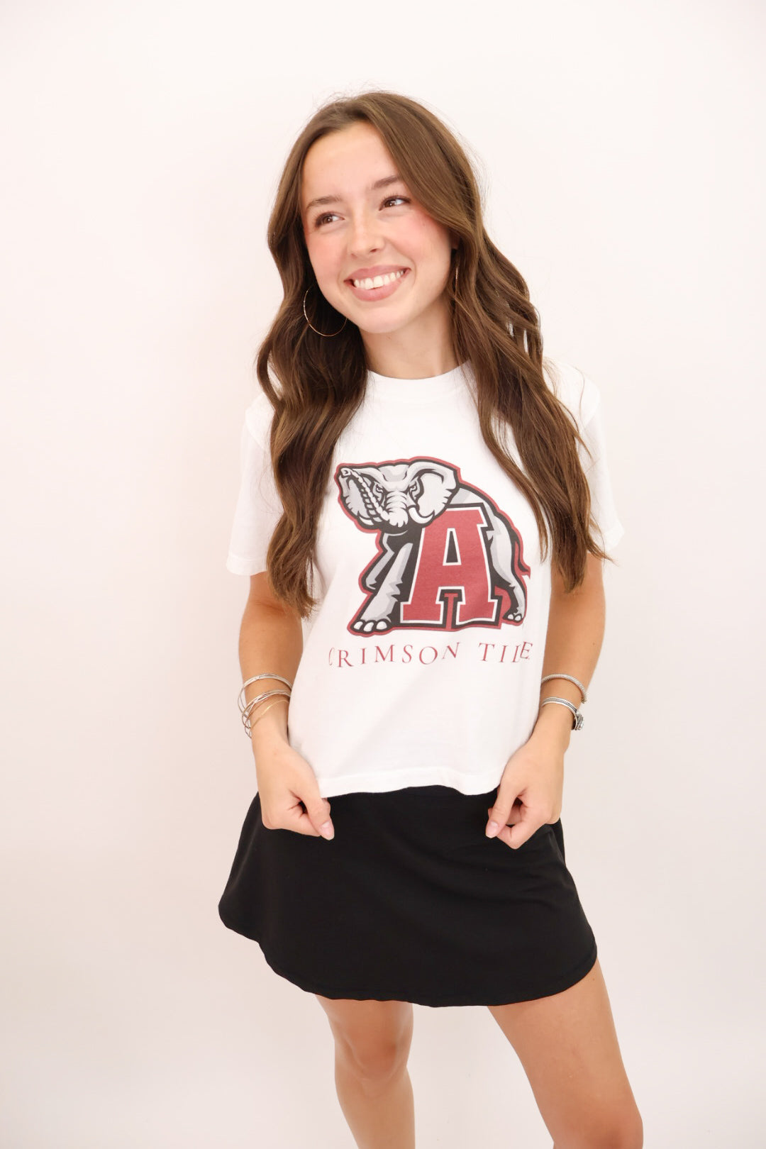 Crimson Tide Alabama Throwback Logo Crop Tee