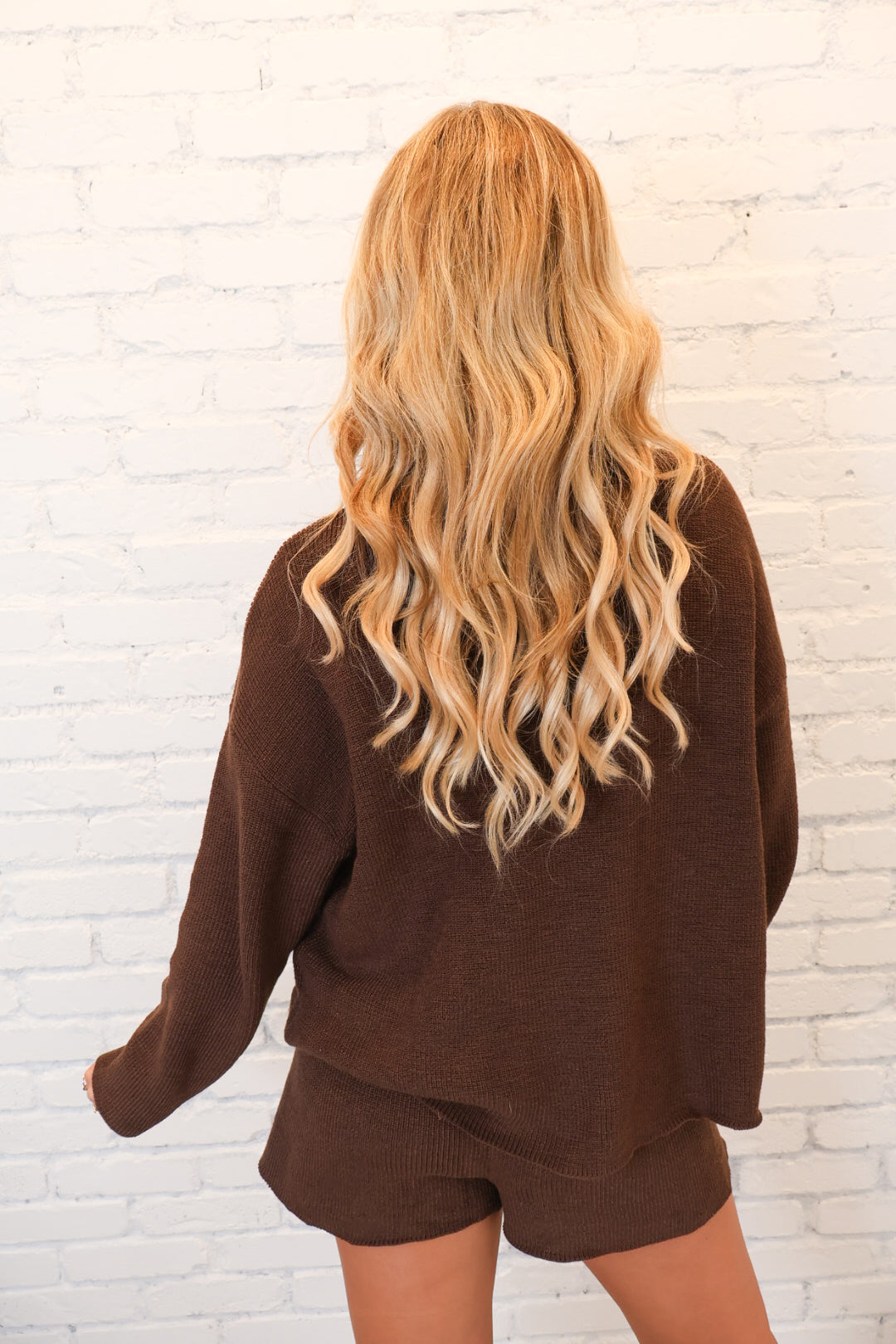 Cozy Knit Sweater Set - Chocolate Brown