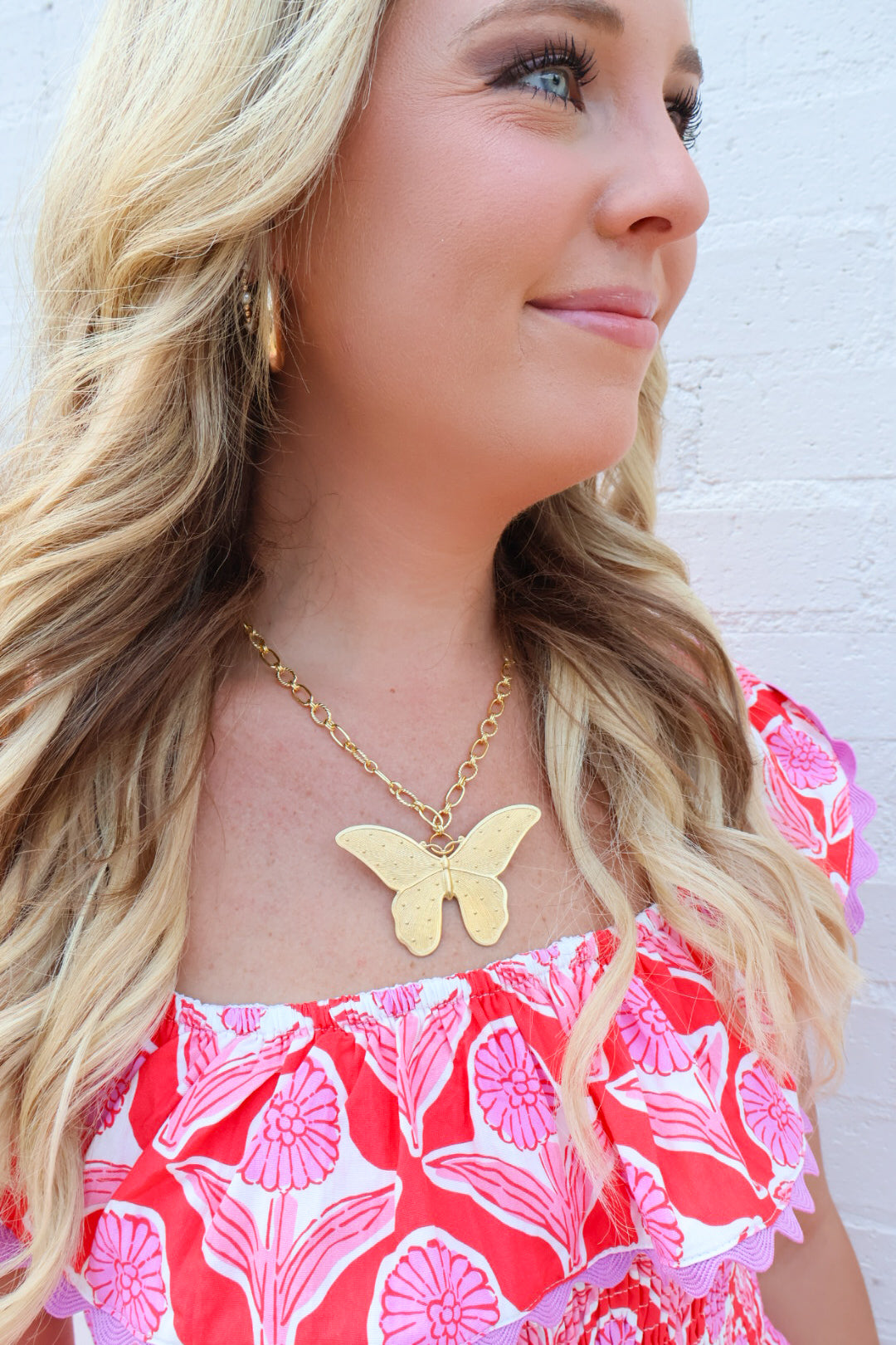 Oversized Gold Butterfly Statement Necklace