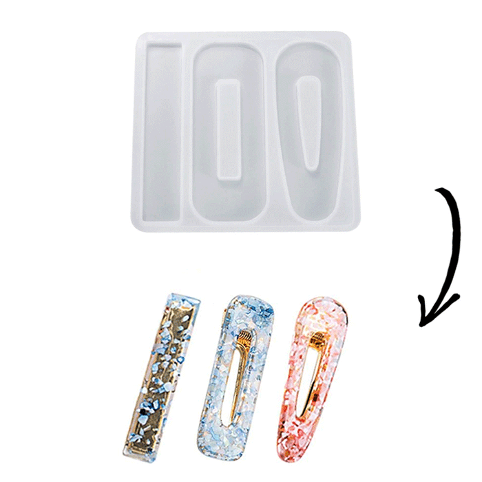 INTORESIN™ 3PCs Hair Clip Resin Mold, 3PCs Golden Hair Clips Accessories for DIY Hair Clip - IntoResin