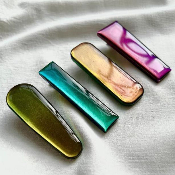 3PCs Hair Clip Resin Mold, 3PCs Golden Hair Clips Accessories for DIY Hair Clip