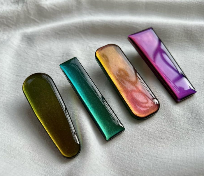 3PCs Hair Clip Resin Mold, 3PCs Golden Hair Clips Accessories for DIY Hair Clip
