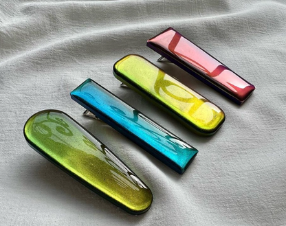 3PCs Hair Clip Resin Mold, 3PCs Golden Hair Clips Accessories for DIY Hair Clip