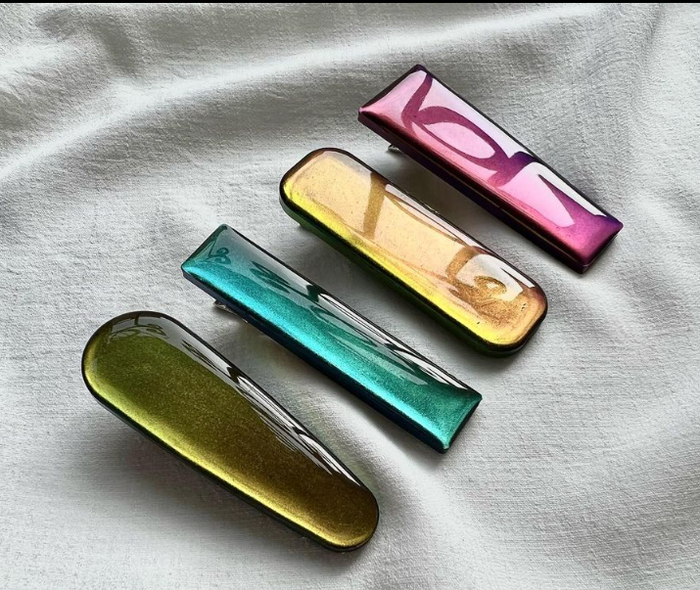 3PCs Hair Clip Resin Mold, 3PCs Golden Hair Clips Accessories for DIY Hair Clip