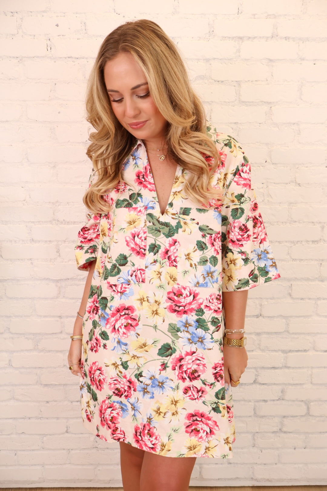 Floral Denim Boxy Dress