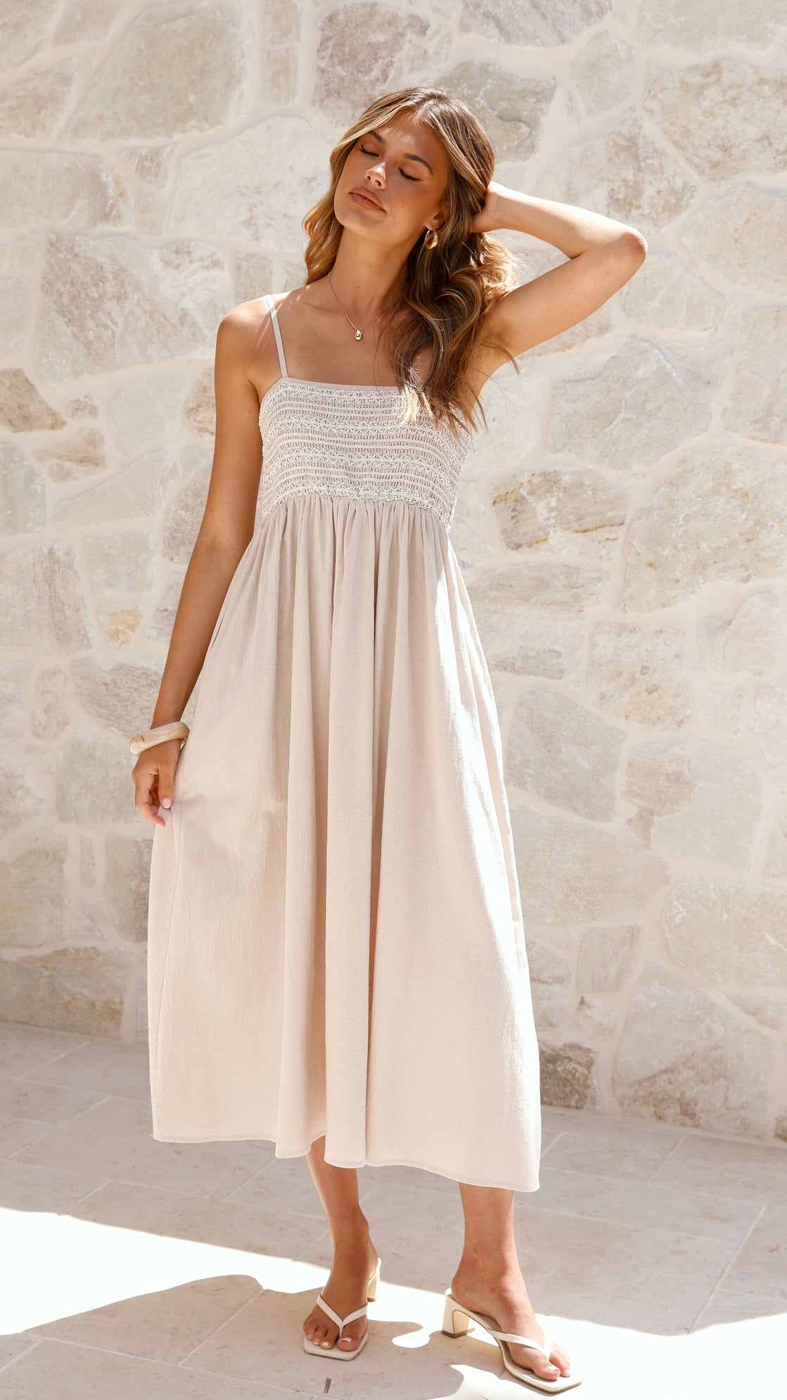 Kinsley Midi Dress - Beige