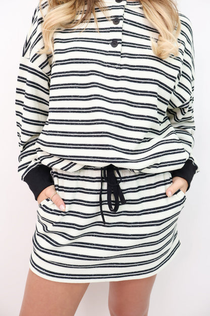 Striped Henley and Skort Casual Set