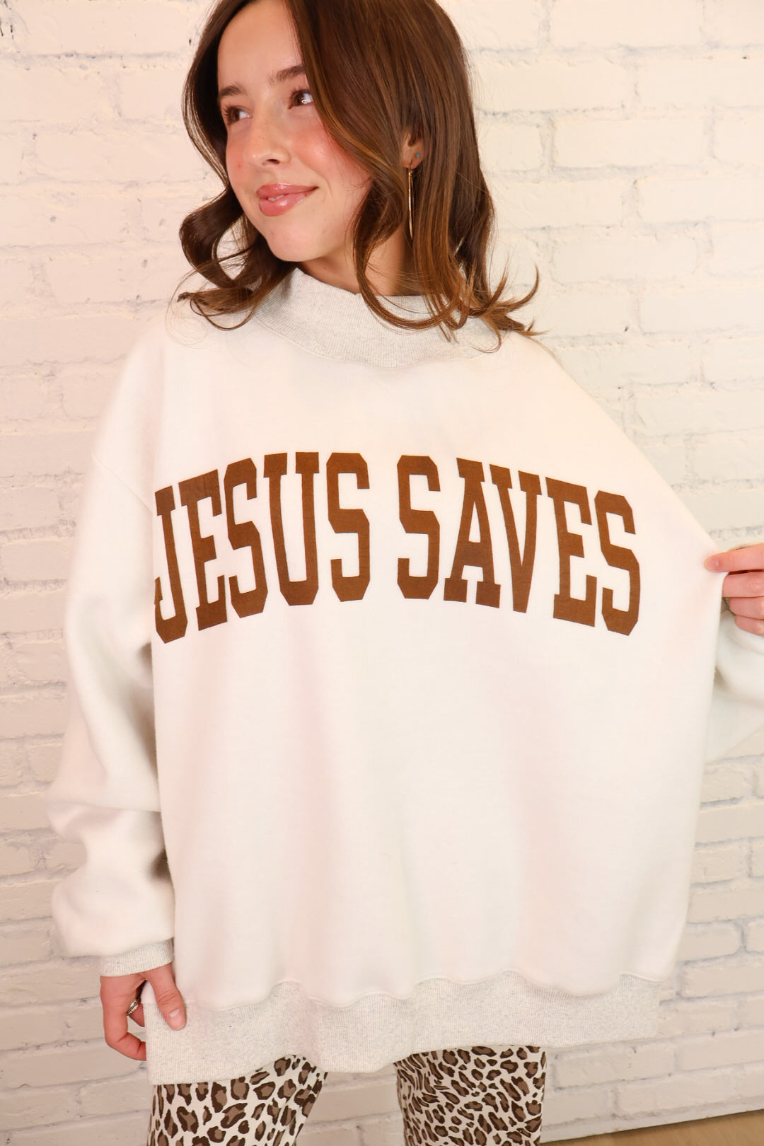 Jesus Saves Reversible Mockneck Pullover