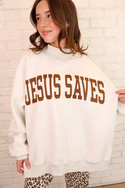 Jesus Saves Reversible Mockneck Pullover