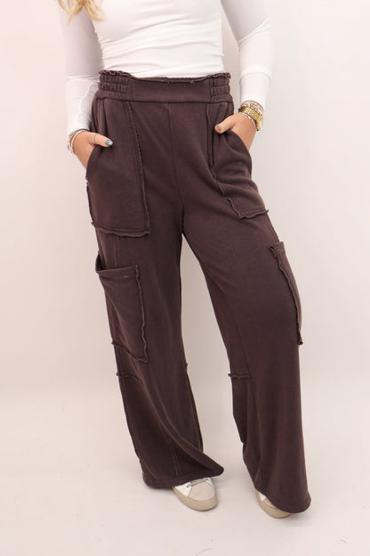 Everyday Wide Leg Lounge Pants - Dark Brown