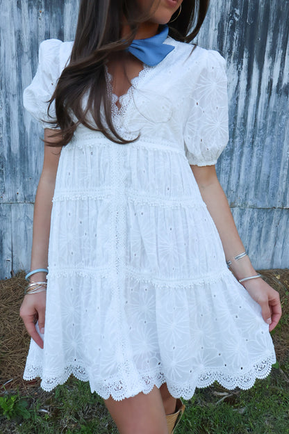 White Eyelet Babydoll Dress