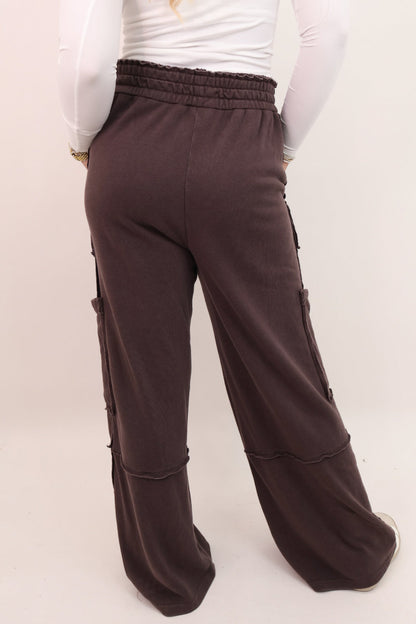 Everyday Wide Leg Lounge Pants - Dark Brown