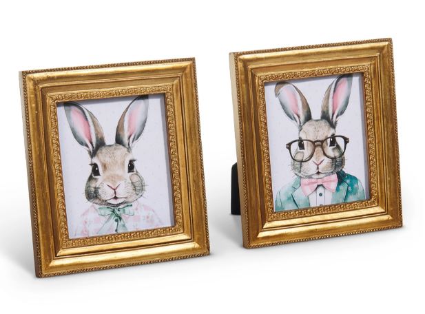 6" Dapper Bunnies Framed Art