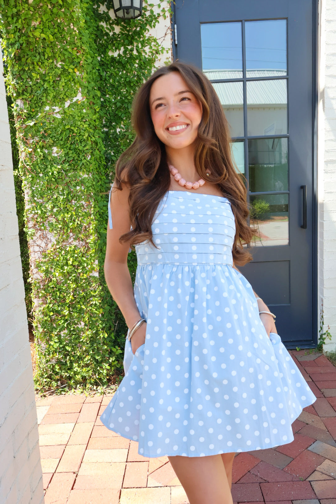 Blue Polka Dot Mini Dress