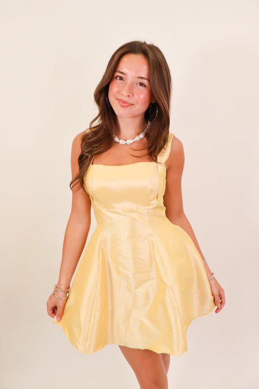 Lemon Drop Bow Back Mini Dress