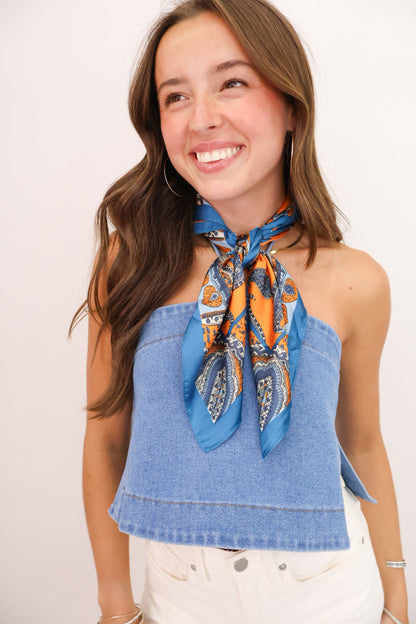 Denim Crop Halter Top