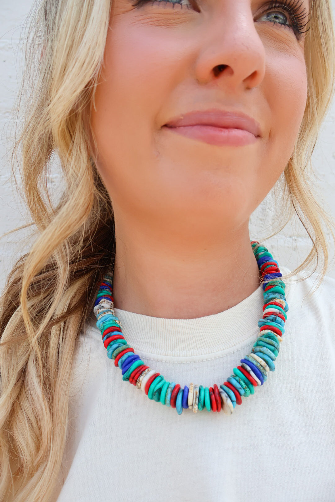 Multicolor Patriotic Disc Bead Necklace