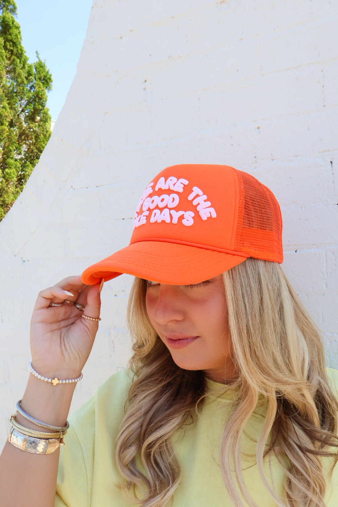 “These Are the Good Ole Days” Trucker Hat - Orange