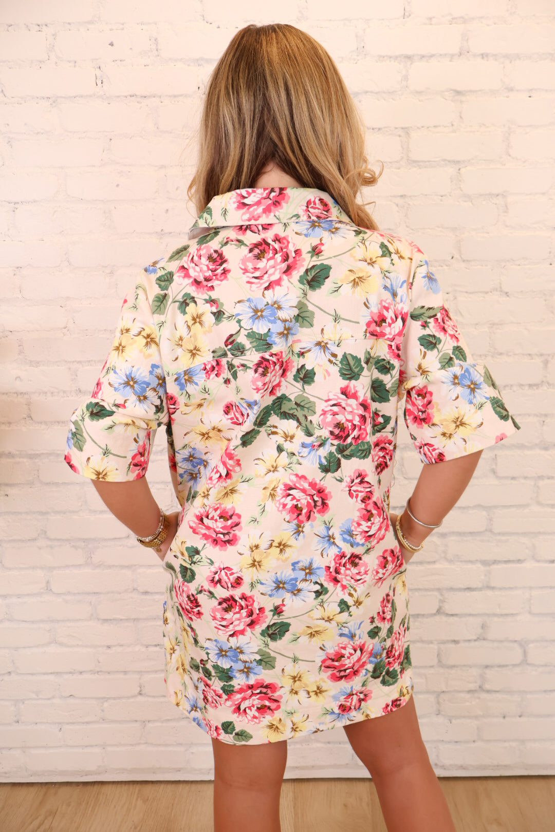 Floral Denim Boxy Dress