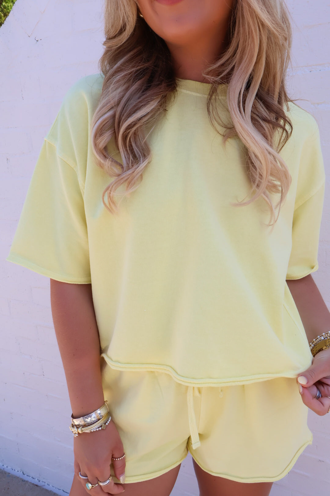 Casual Boxy Tee + Shorts Set
- Lemon Yellow