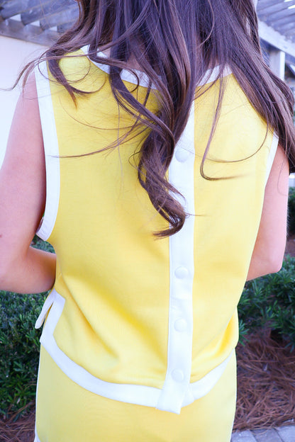 Lemon Contrast Trim Skirt Set