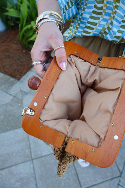Woven Straw Clutch Crossbody Bag
