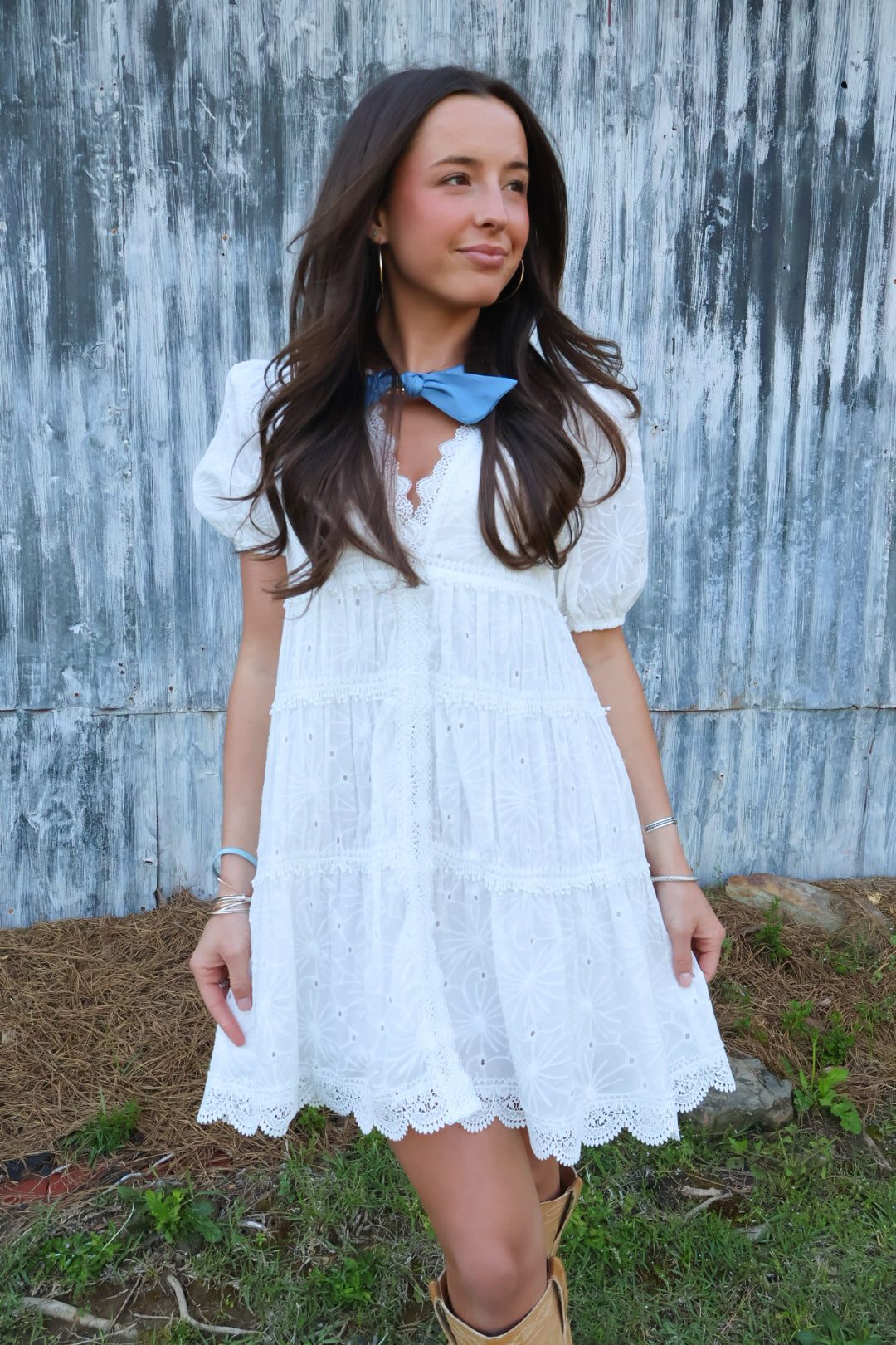 White Eyelet Babydoll Dress