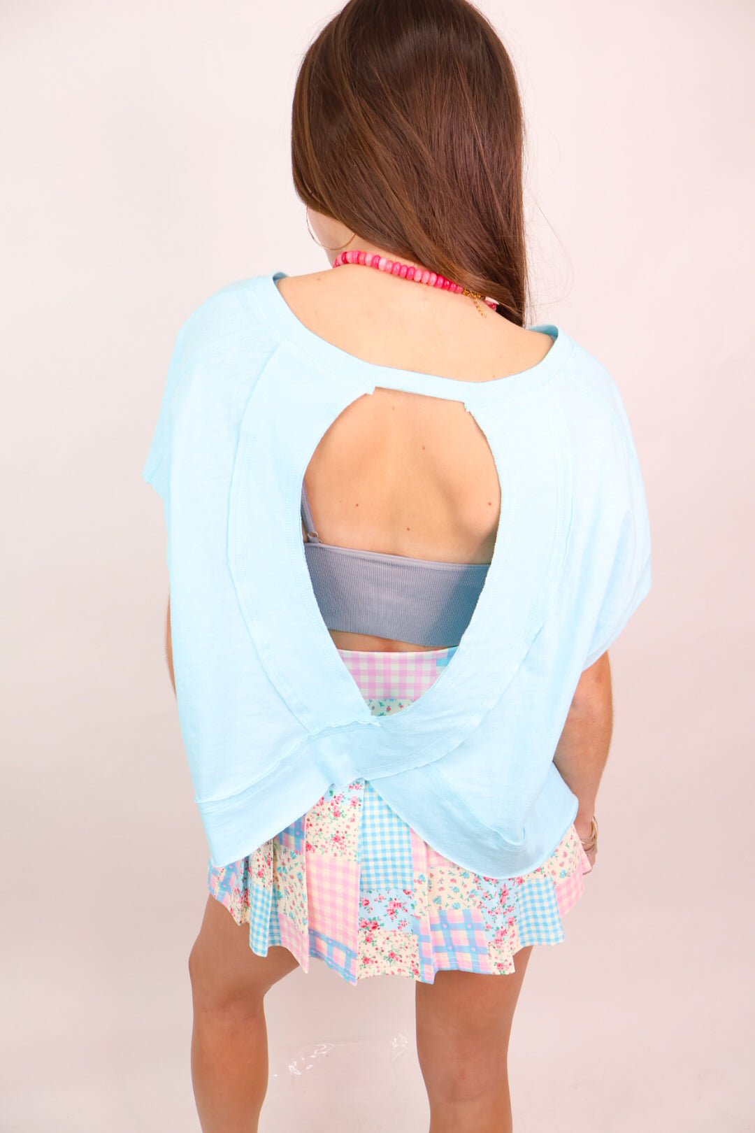 Open Back Everyday Slub Tee - Ocean Blue