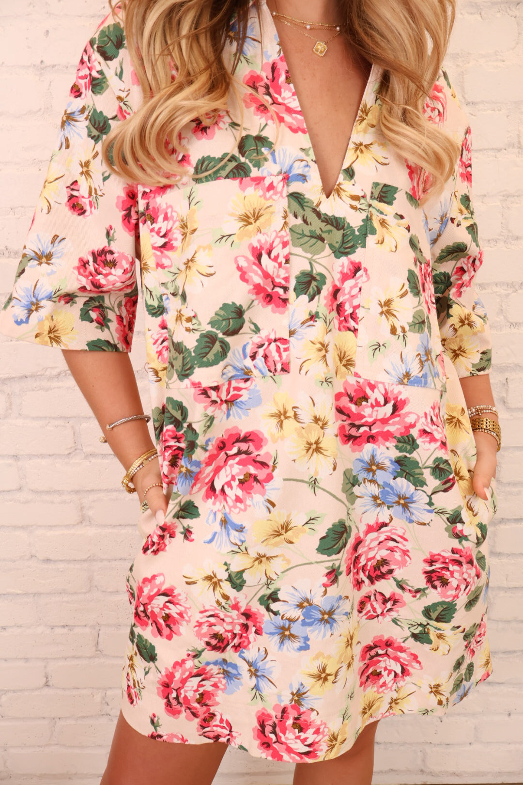 Floral Denim Boxy Dress