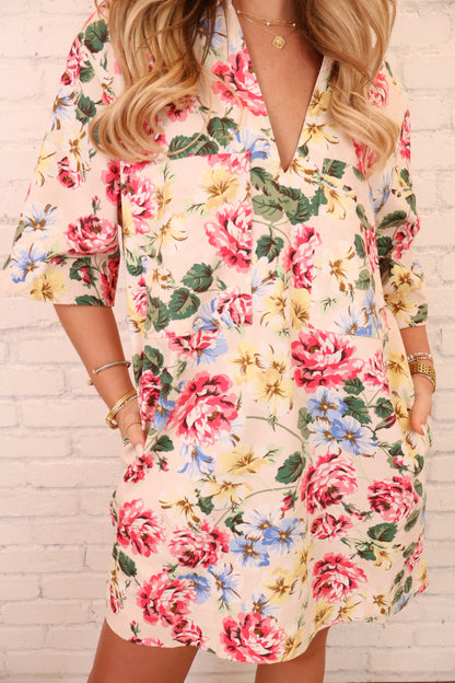 Floral Denim Boxy Dress