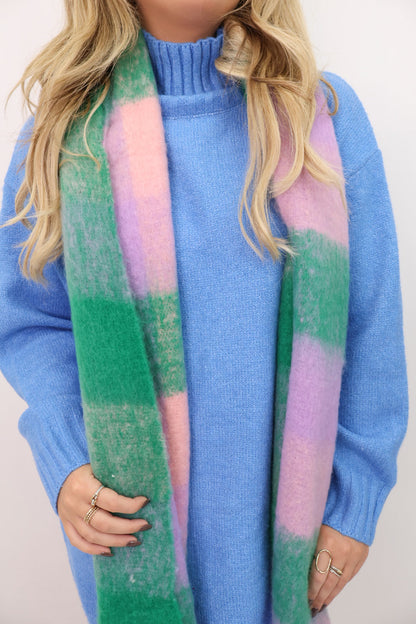 Oversized Plaid Scarf - Green Mix