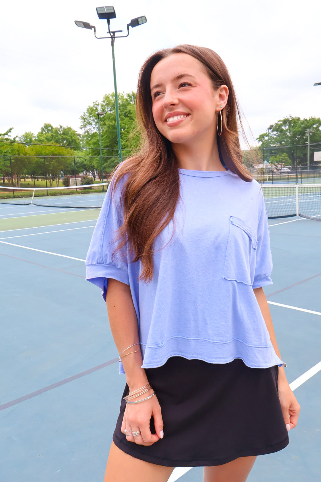 Washed Oversized Pocket Tee - Blue