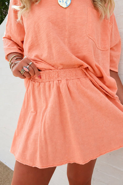 Slub Cotton Skort Set - Orange Creamsicle