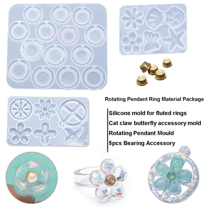 8pcs Rotating Ring Pendant Resin Mold Set