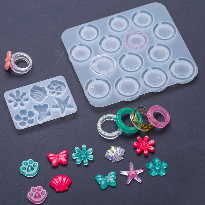8pcs Rotating Ring Pendant Resin Mold Set