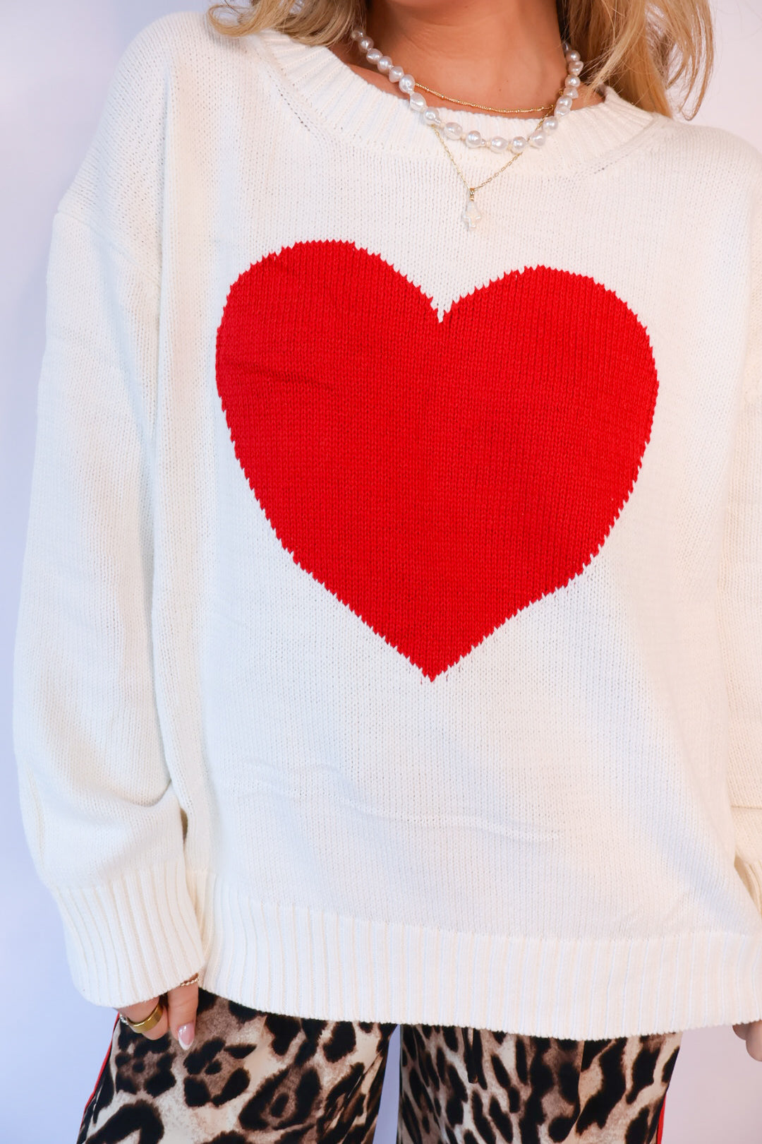 Oversized Heart Sweater - Ivory