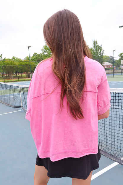 Washed Oversized Pocket Tee - Pink