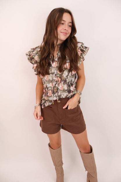 Brown Utility Shorts