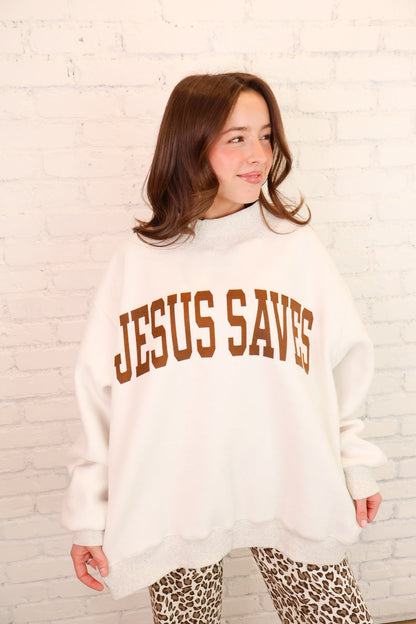 Jesus Saves Reversible Mockneck Pullover
