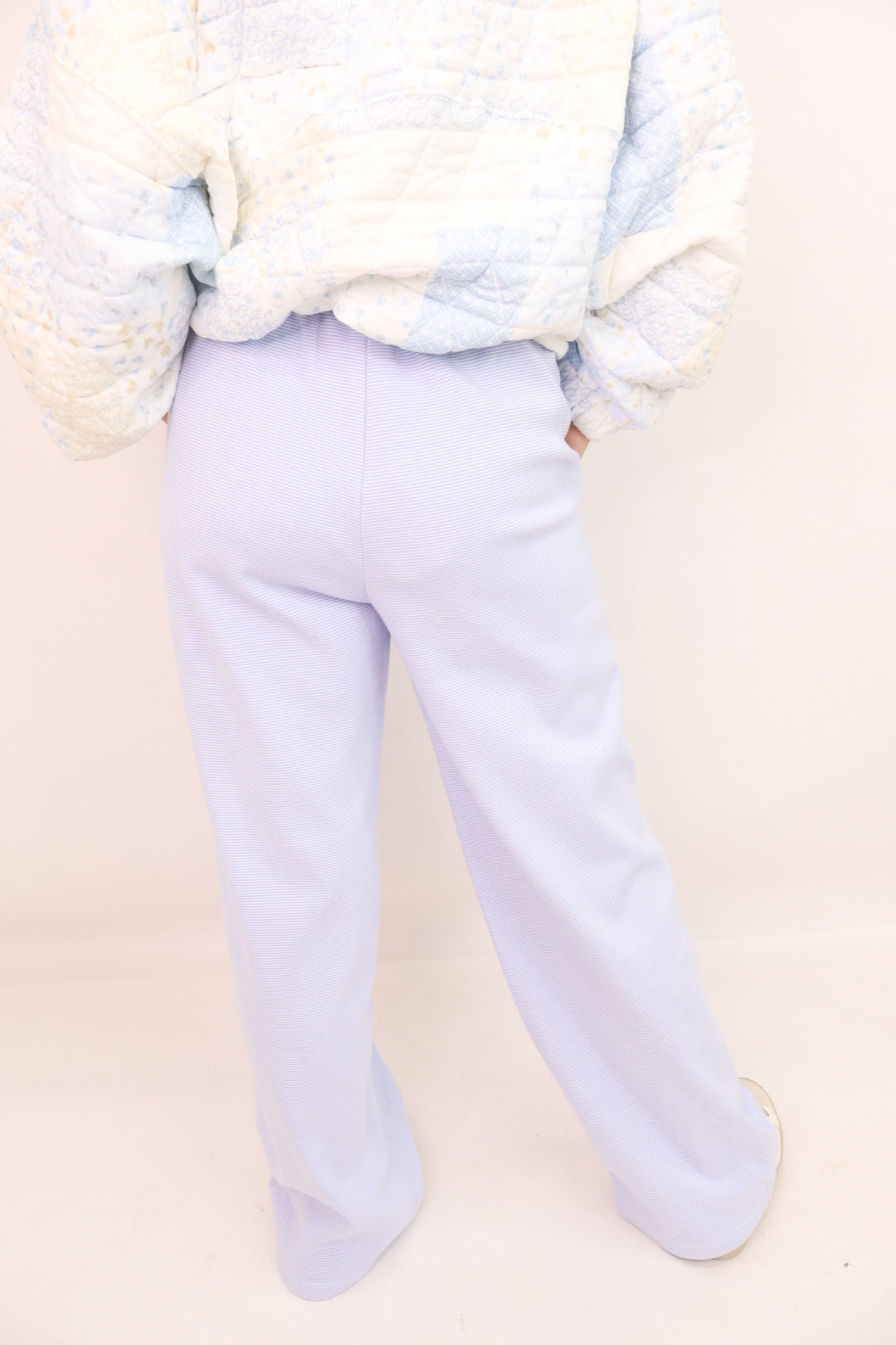 Wide Leg Striped Lounge Pants - Blue