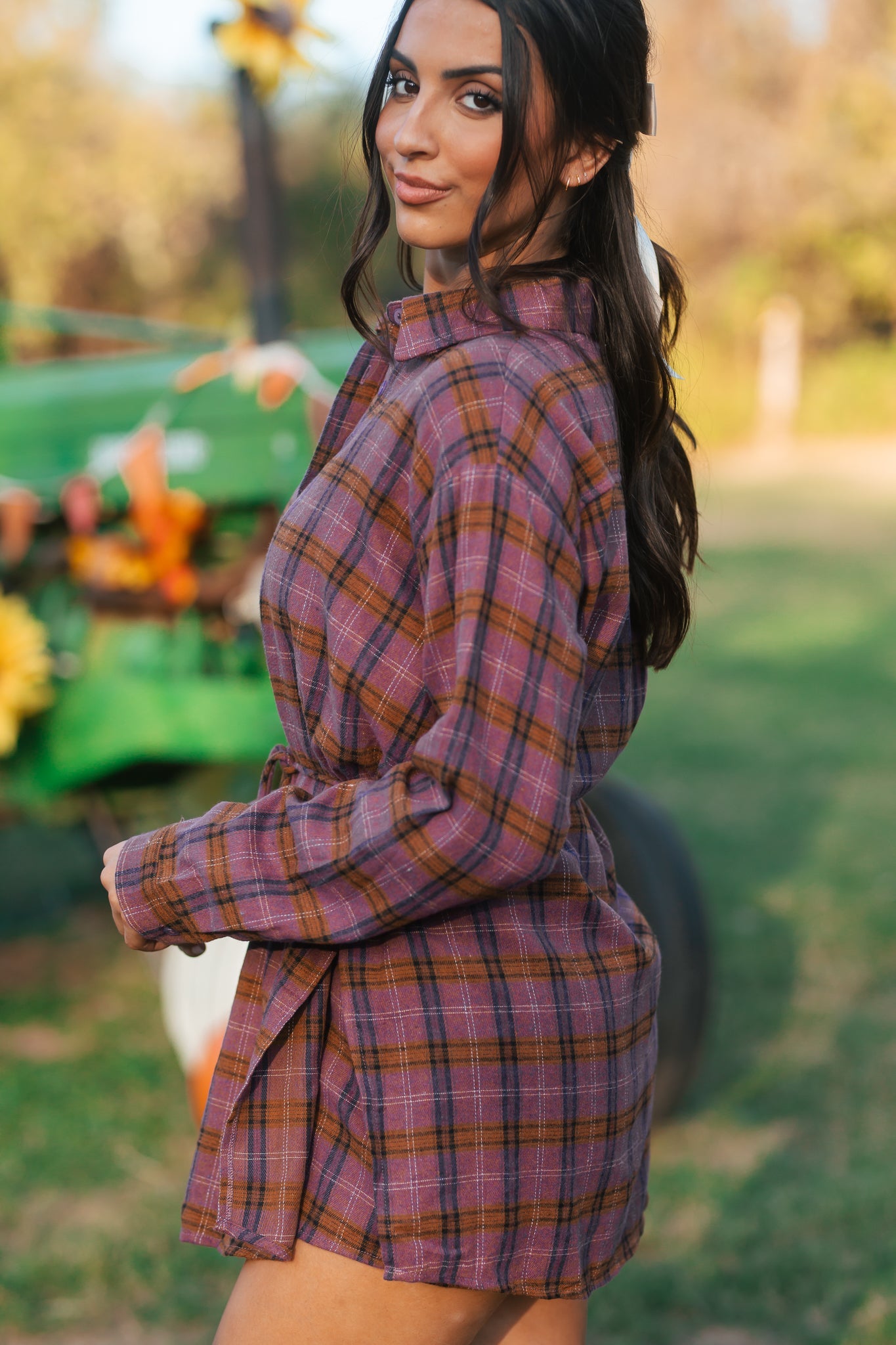Bonfire Plaid Romper Dress