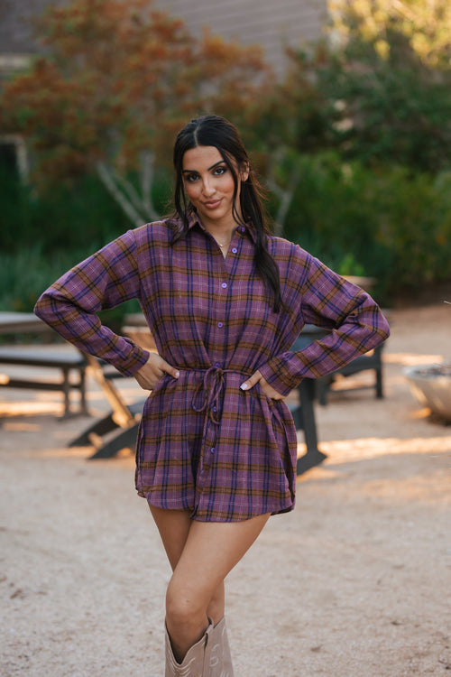 Bonfire Plaid Romper Dress