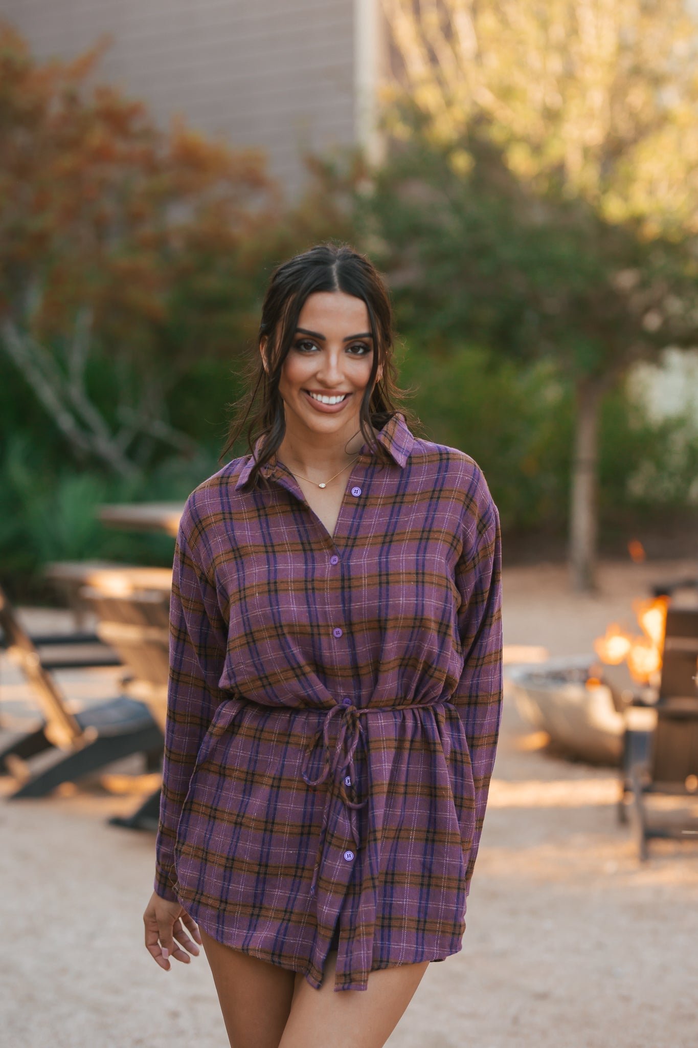 Bonfire Plaid Romper Dress