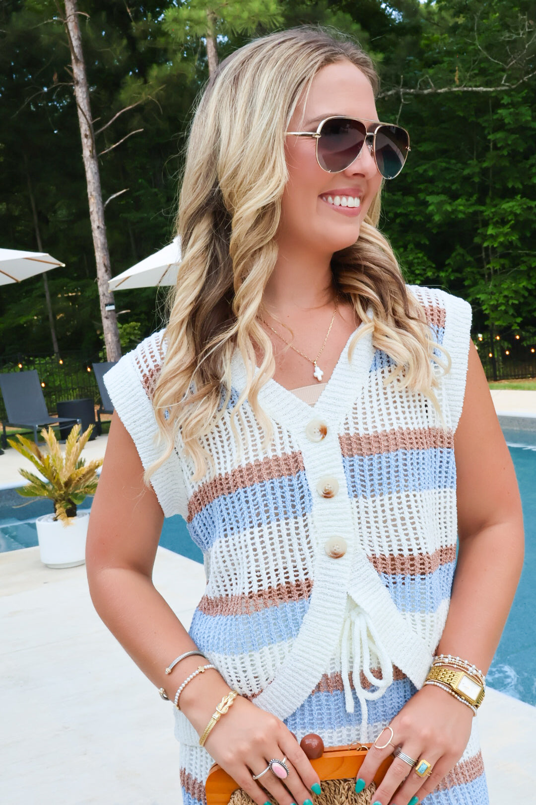 Coastal Crochet Vest & Mini Skirt Set
