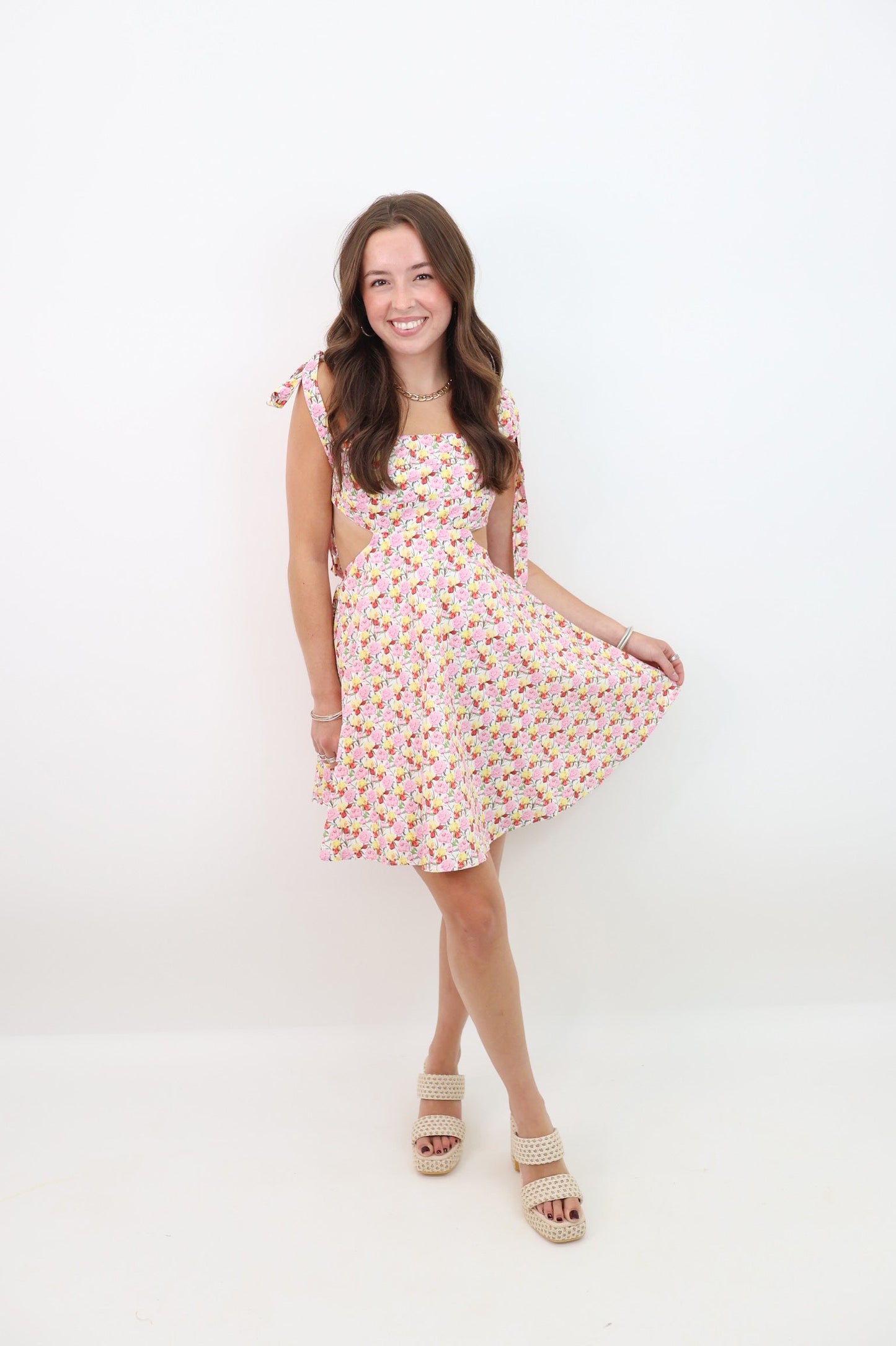 Floral Cut Out Mini Dress