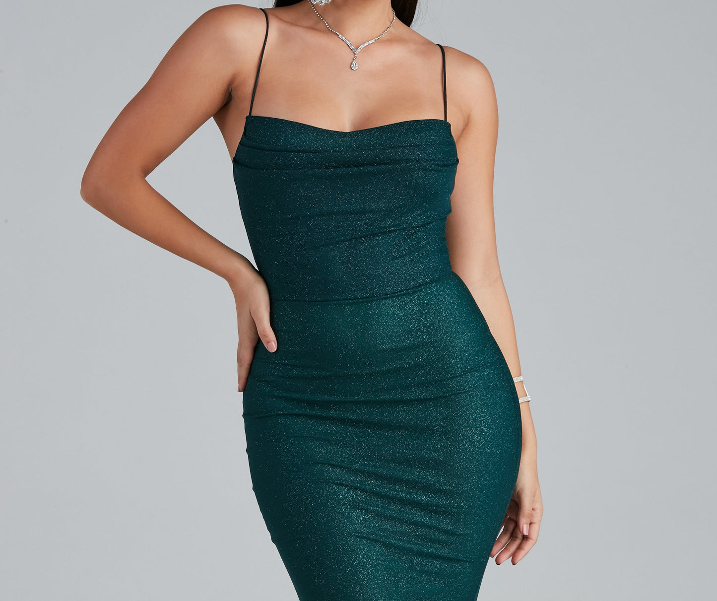 Addison Glitter Mesh Formal Dress