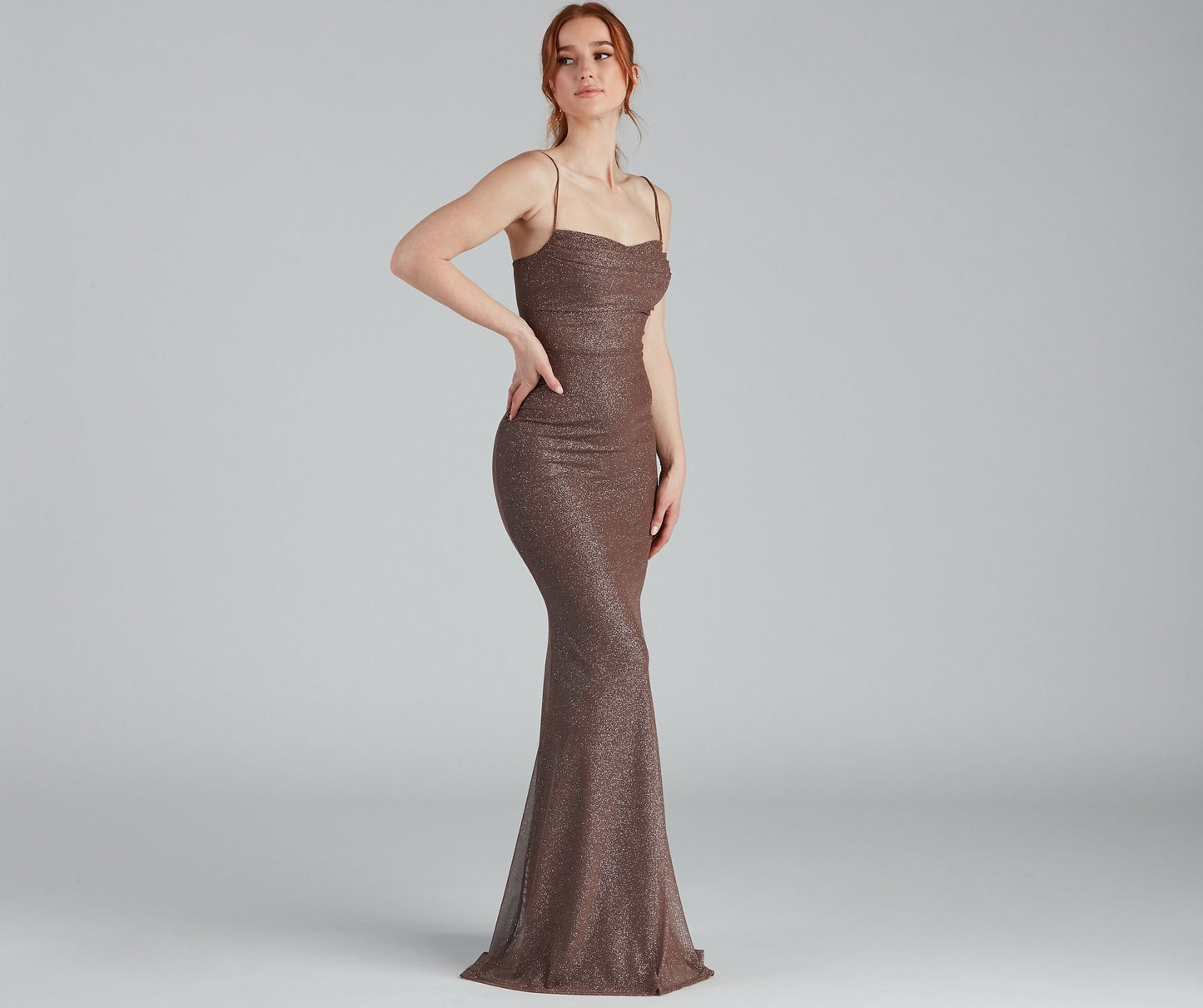 Addison Glitter Mesh Formal Dress