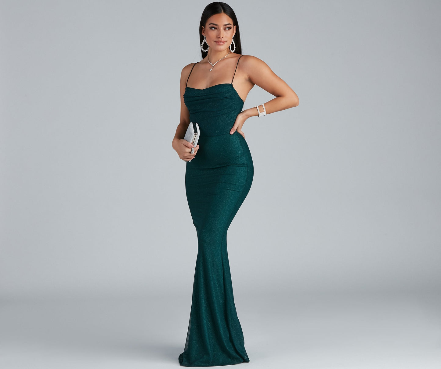 Addison Glitter Mesh Formal Dress
