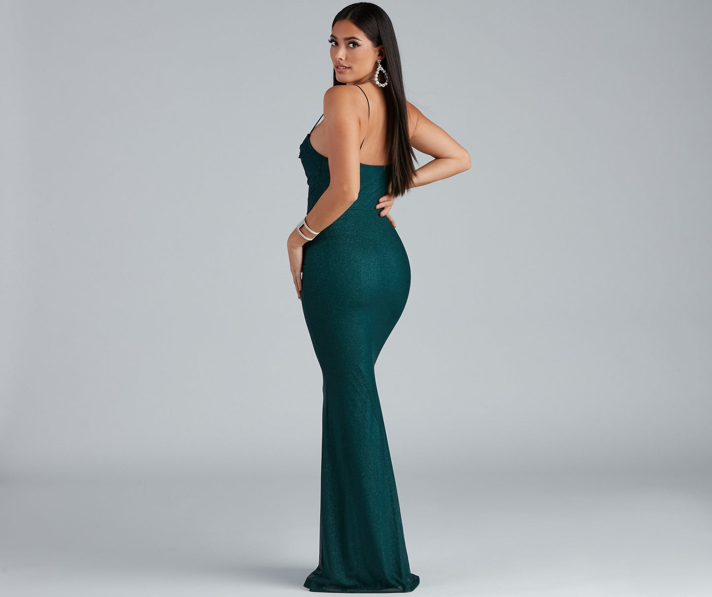 Addison Glitter Mesh Formal Dress